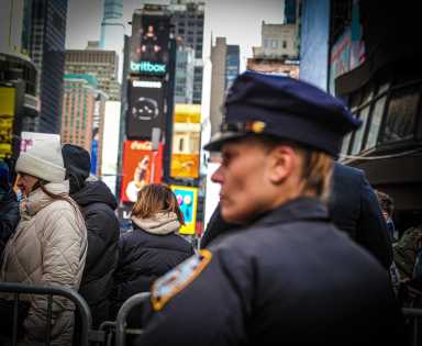 NYPD officers in Times Square ahead of New Year's Eve