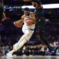 Are the Knicks a better team when Karl-Anthony Towns is not on the floor? 11 Karl-Anthony Towns Knicks Sixers Paul George