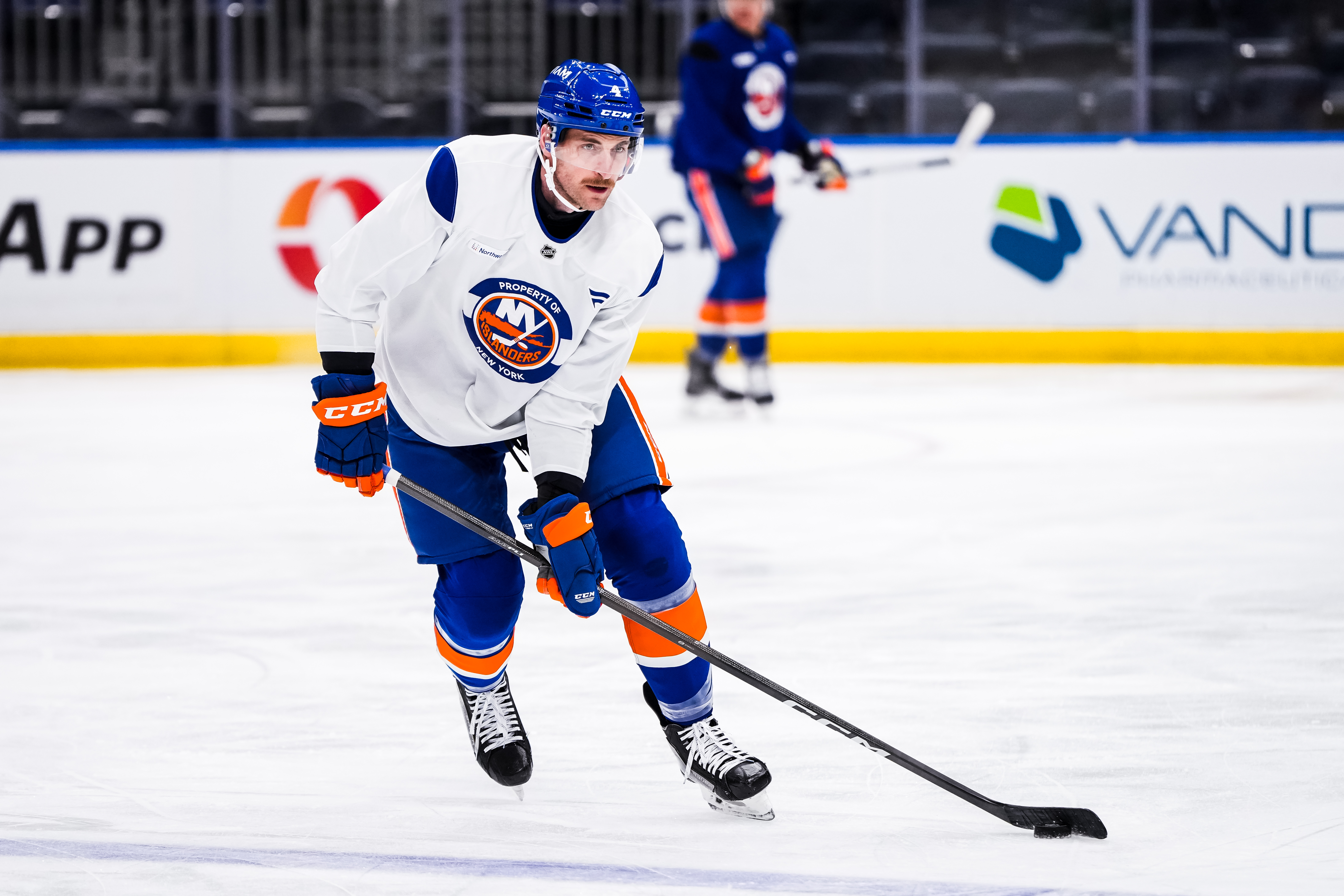 Carson Soucy Islanders morning skate debut
