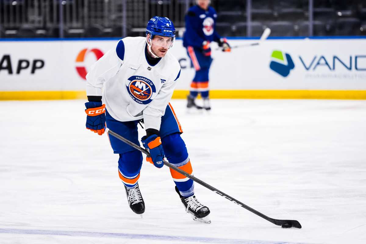 Carson Soucy Islanders morning skate debut