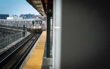subway train pulling into station on MLK Day