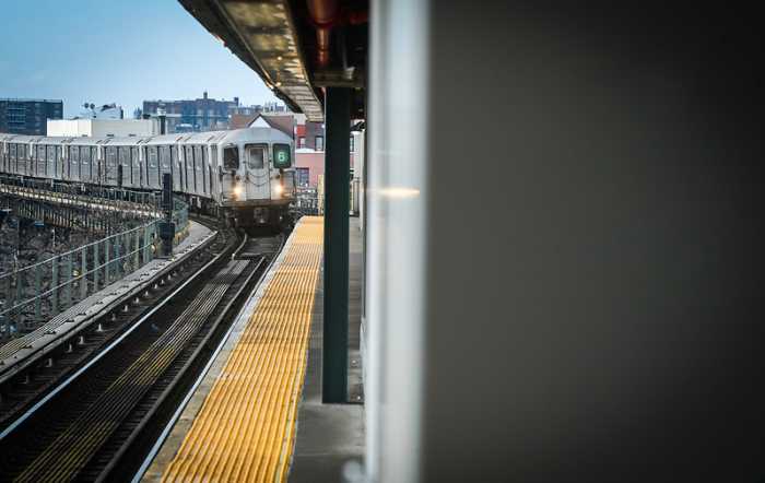 subway train pulling into station on MLK Day