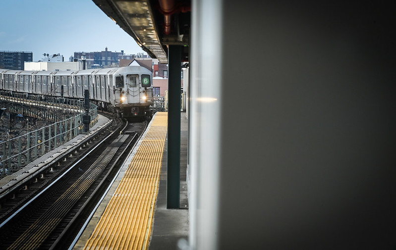subway train pulling into station on MLK Day