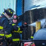 Four-alarm Brooklyn fire rips through warehouse on the waterfront 6 firefighters in brooklyn fight a four-alarm fire at a warehouse