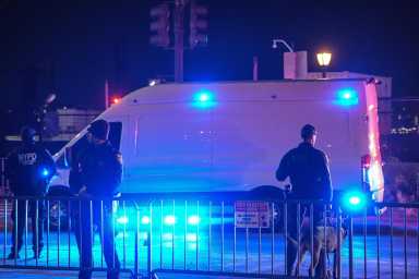 White police van believed to be transporting Nicolas Maduro in Manhattan