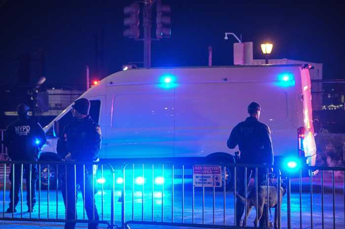 White police van believed to be transporting Nicolas Maduro in Manhattan