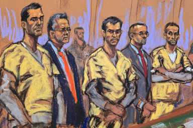 High profile real estate agent brothers Alon Alexander, Oren Alexander, and Tal Alexander appear for a hearing in New York