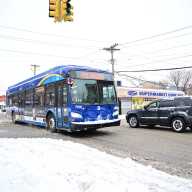 Still digging out: Mamdani says city has cleared mounds of snow from 100% of bus stops with shelters, days after winter storm 16 Bus driving on snowy street after winter storm