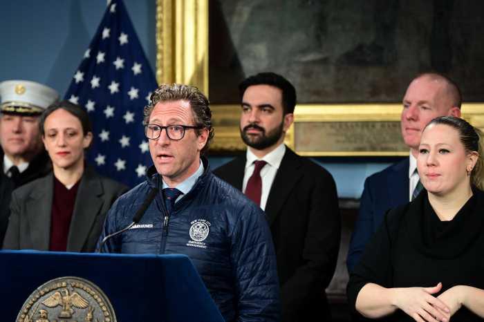 Emergency Management Commissioner Zach Iscol speaks at a City Hall press conference Monday on the city’s response to the winter storm.