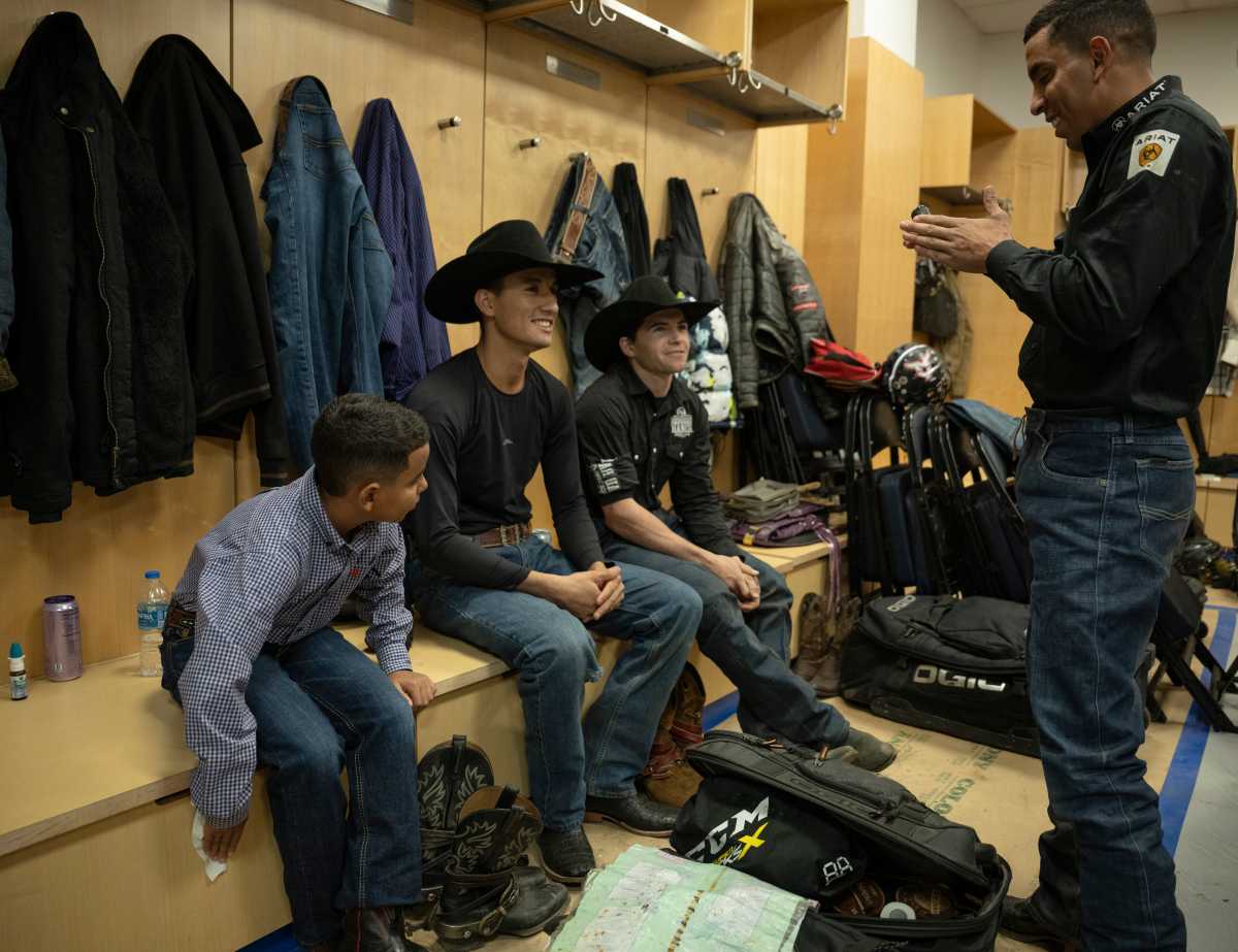 PBR Riders prepare in the locker room ahead of performing at MSG on Saturday, January 10.