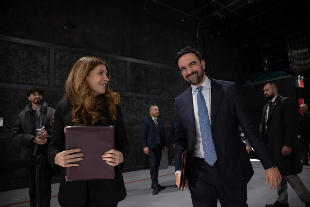 City Council Julie Menin and Mayor Zohran Mamdani before a press conference in Red Hook. Brooklyn on Monday, January 12.