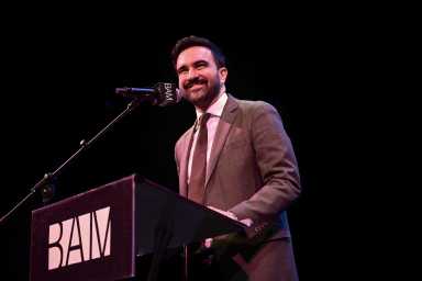 Mayor Mamdani speaks at the Brooklyn Academy of Music during the city’s Martin Luther King Jr. Day celebration on Jan. 19