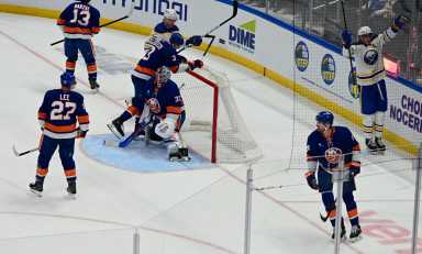 Tage Thompson goal Sabres Islanders Barzal Lee benched