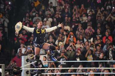 CM Punk as seen on Monday Night RAW at Barclays Center.