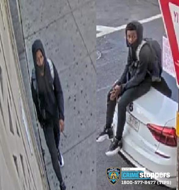 NYPD photo of two suspects wearing dark colored clothing