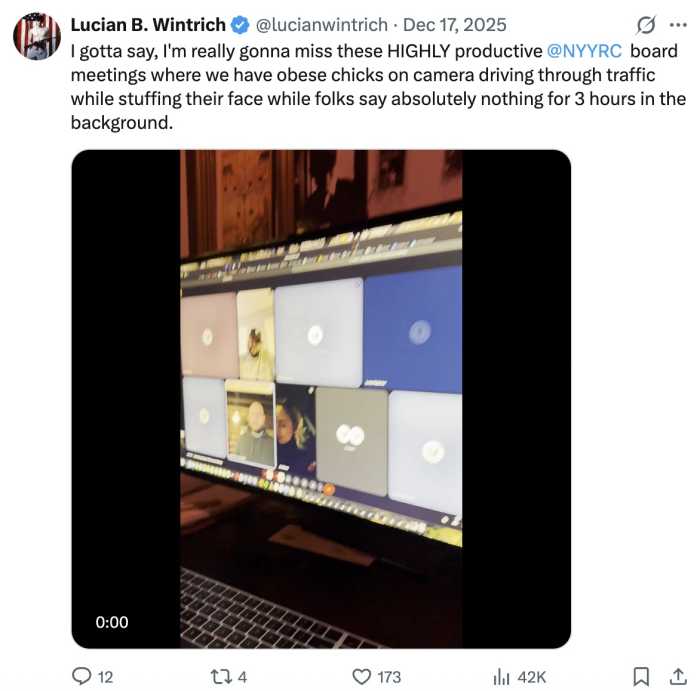 Wintrich's X post of the Zoom meeting of club members referenced in the lawsuit. 