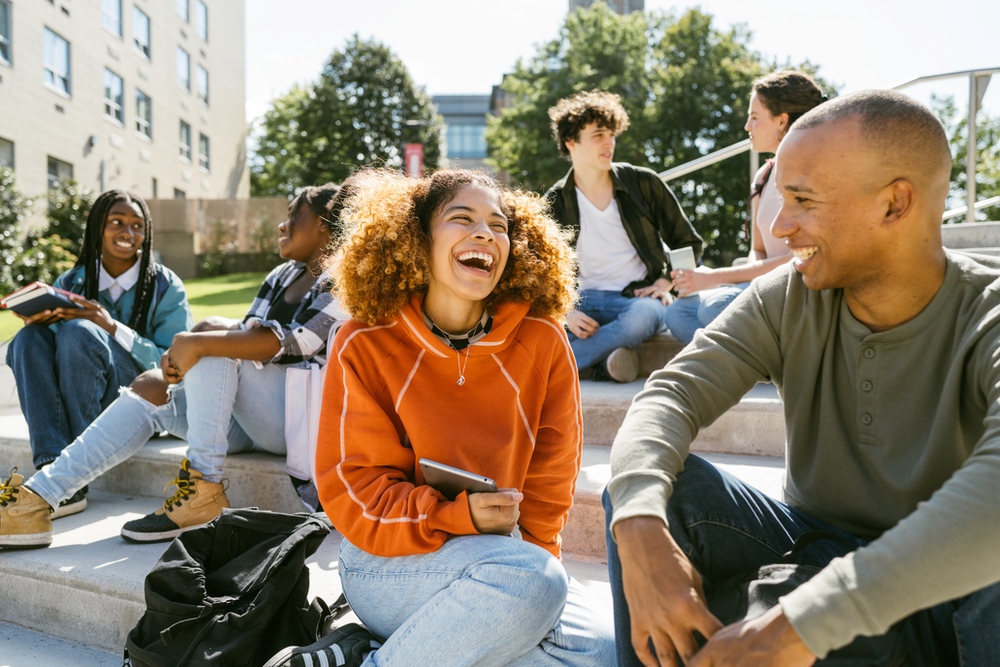 University students hanging out in campus