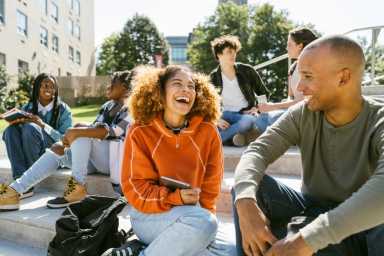 University students hanging out in campus