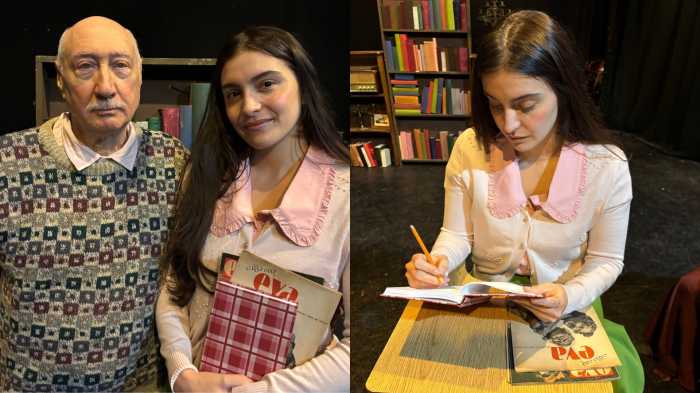 New play explores how Anne Frank’s diary reached light of day 1 Charles E. Gerber and Eva Gozé as Otto Frank and Anne Frank in "The Diary."
