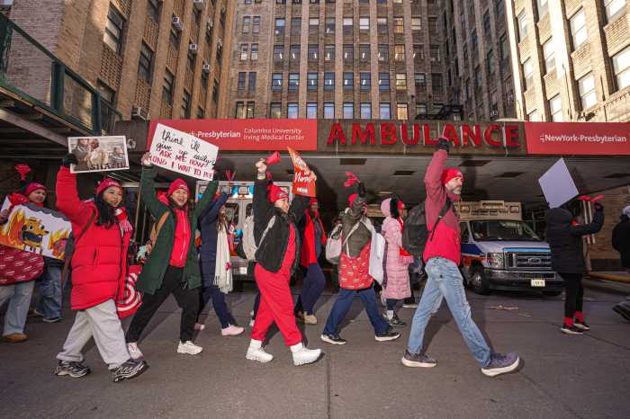 Nurses strike on picket line in Manhattan