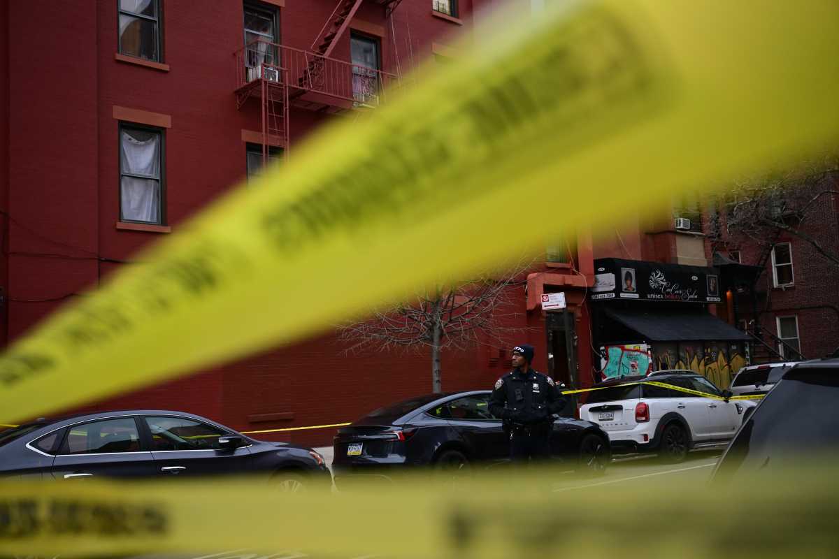 Police tape at scene where Brooklyn woman was stabbed to death