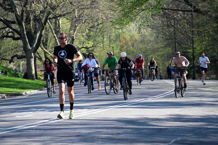 People and bikers in Central Park