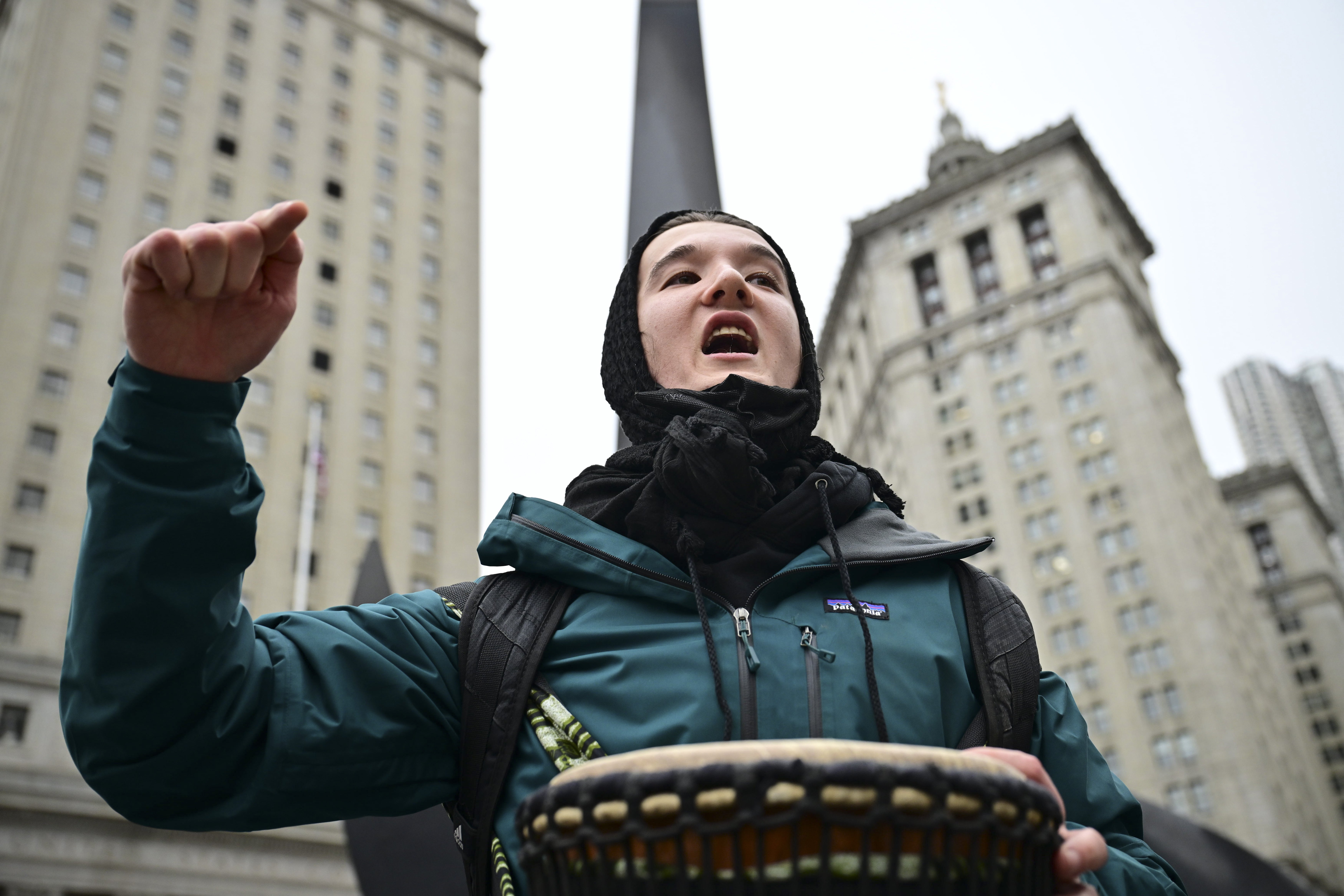 protestor outside in NYC