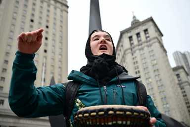 protestor outside in NYC