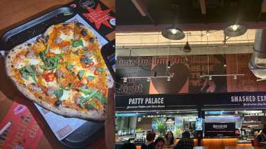 heart shaped pizza at Time Out New york in Union Square