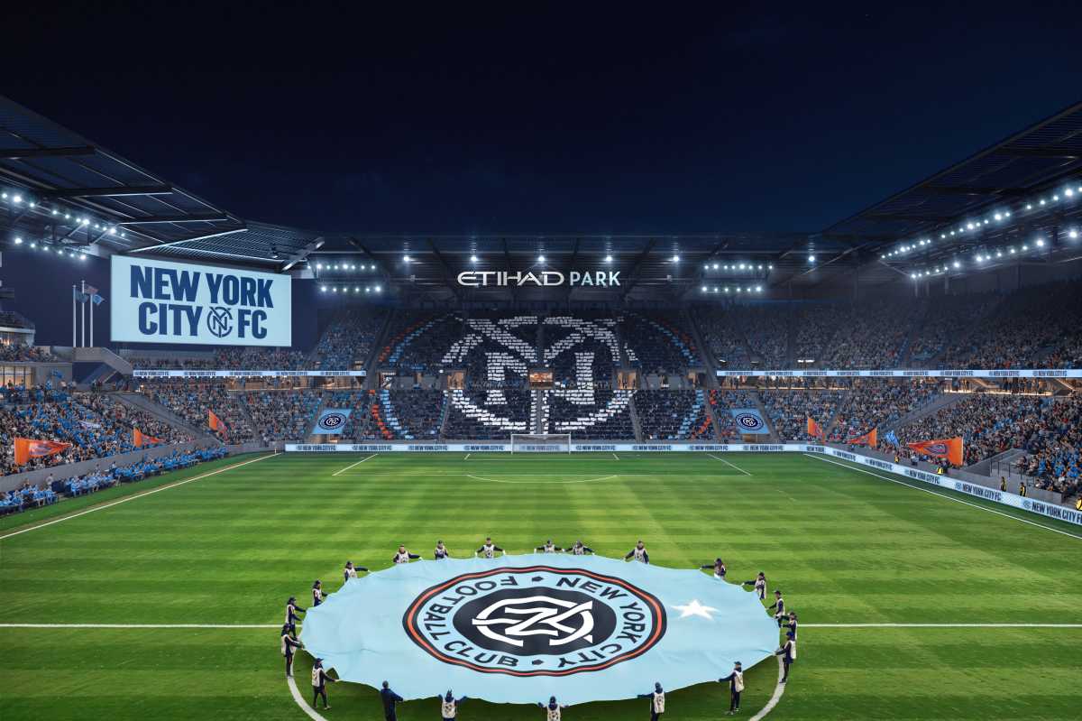 A rendering of NYCFC's new stadium from "The Wall". Photo via NYCFC.