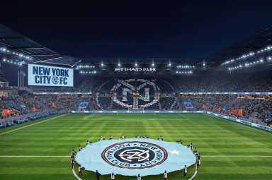 A rendering of NYCFC's new stadium from "The Wall". Photo via NYCFC.