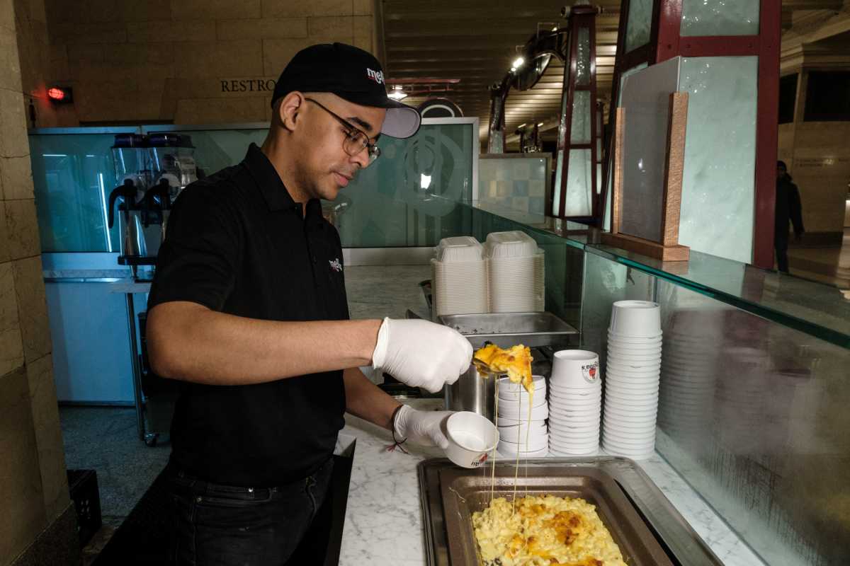 Melba's Restaurant sees success in Grand Central location and new Newark spot on the way 3 A staff member prepares food at Melba's Grand Central Terminal in the Dining concourse of Grand Central Station in New York City on February 11th, 2025.