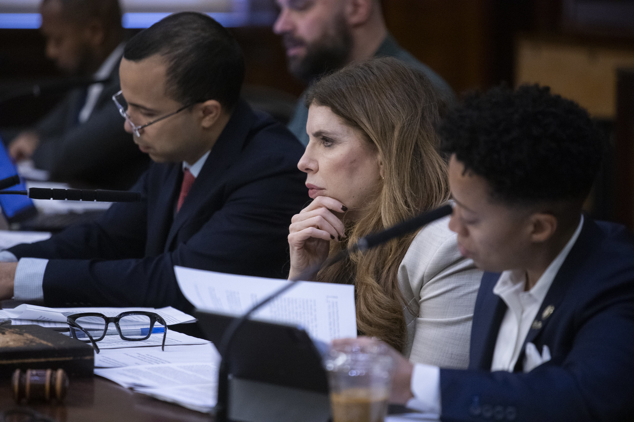 City Council Speaker Julie Menin leads Tuesdays hearing on Code Blue operations, joined by Council Member Oswald Feliz, Chair of the Committee on Public Safety, and Council Member Crystal Hudson, Chair of the Committee on General Welfare.
