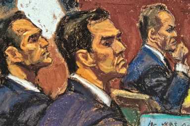 High profile real estate agent brothers Alon, Oren, and Tal Alexander during their federal sex trafficking trial in New York