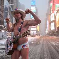 NYC BLIZZARD: How does the Naked Cowboy stay warm in Times Square amid one of the city's worst winter storms in decades? 7 Naked Cowboy braves the NYC blizzard in Times Square