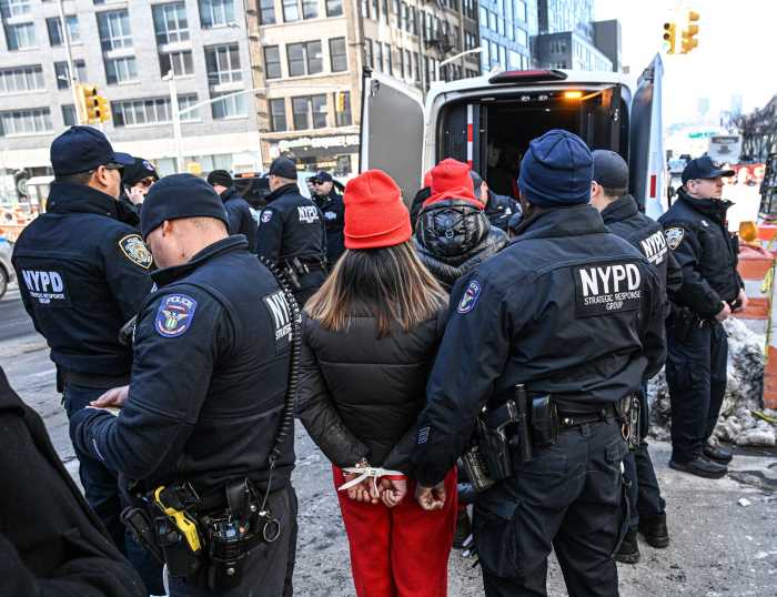 police making arrests outside