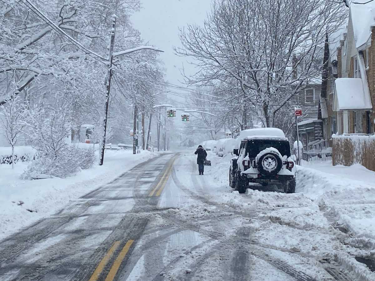 snowy streets in Queens amid blizzard
