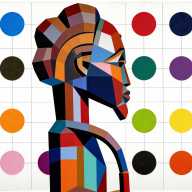 King Paris shows the sovereignty of light through his contemporary masks on display in Manhattan 12 Modern Horseman by King Paris