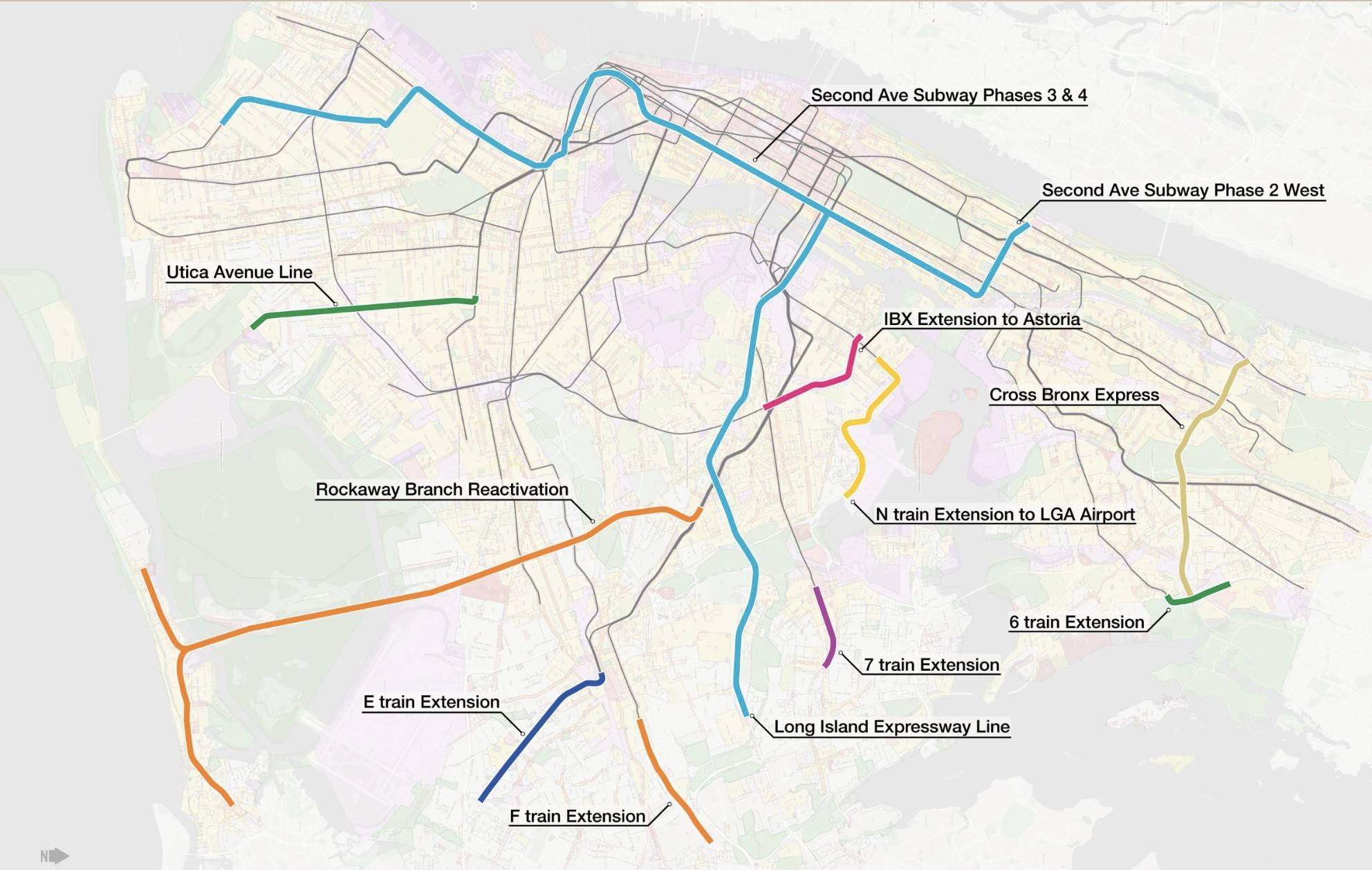 Map of expanded subway lines under proposal