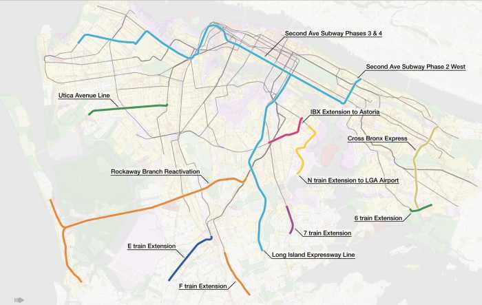Map of expanded subway lines under proposal