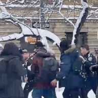 NYPD investigates 'criminal' snowball fight at Washington Square Park after unruly mob pelts cops 4 nypd officers pelted with snowballs at Washington Square Park