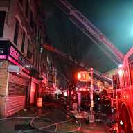 Three-alarm Brooklyn apartment fire leaves five people hospitalized: FDNY 13 A firefighter is covered in soot and ash after operating at a three alarm fire in Brooklyn on Feb. 20, 2026.