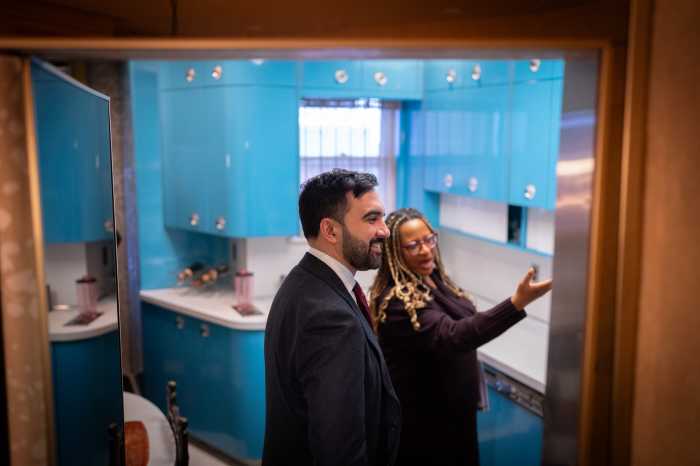 two people in a museum