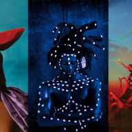 On the Flip Side: Tenderness in the city of velocity 10 (L to R) "Arewa VI" - Camila Falquez; "King Cowrie" - Lougè Delcy; "Sonnet of the Fiery Tide" - Ruby Okoro
