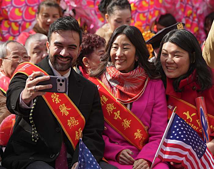 While Mayor Zohran Mamdani marched in Chinatown's Lunar New Year Parade, hundreds marched uptown in support of the U.S./Israeli air strikes in Iran.