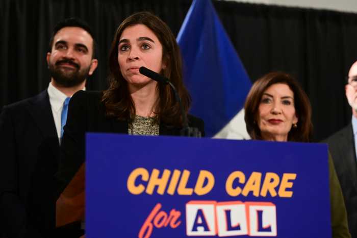 MAMDANI’S FIRST 100 DAYS: Free childcare for two thousand two-year-olds coming to priority neighborhoods this fall 2 Emmy Liss at childcare announcement with Mamdani