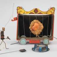 High Wire: Calder's Circus at 100 — when sculpture learned to dance 19 Alexander Calder, Calder's Circus (detail), 1926-31 (installation view, High Wire: Calder’s Circus at 100, Whitney Museum of American Art, New York, October 18, 2025–March 9, 2026). Wire, wood, metal, cloth, yarn, paper, cardboard, leather, string, rubber tubing, corks, buttons, rhinestones, pipe cleaners, and bottle caps, dimensions variable. Whitney Museum of American Art, New York.